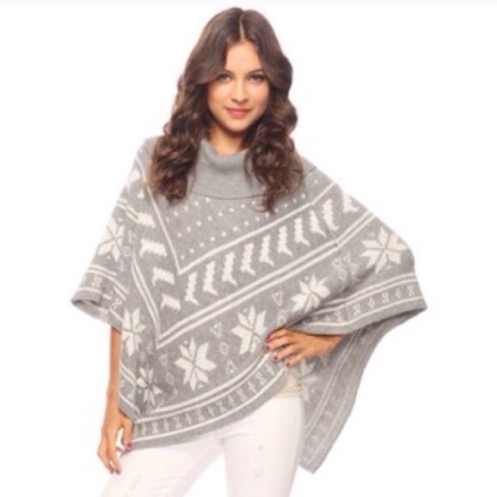 Fair isle snowflake poncho